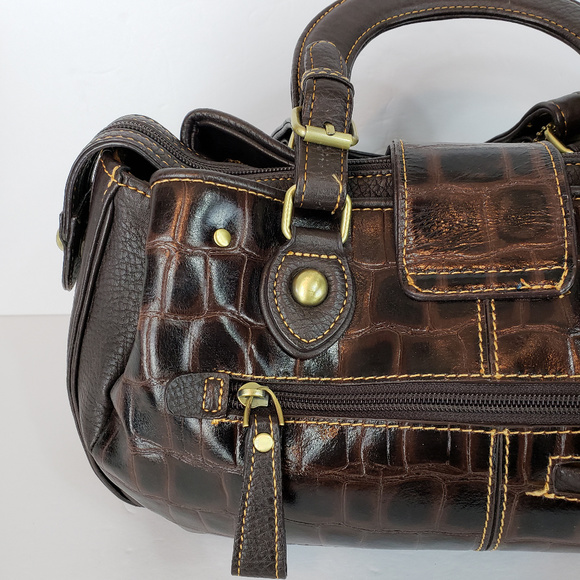 MC Marc Chantal Brown Croc Embossed Leather Purse - Picture 3 of 8